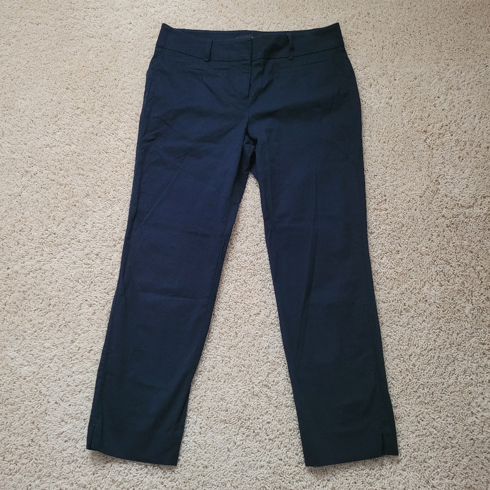 Ann Taylor Devin Fit Cropped Trousers Navy Blue Size 4 Office Career Workwear